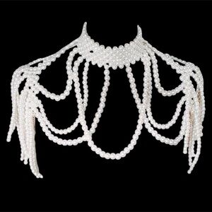 Pearl Choker Body Necklace with Fringe
